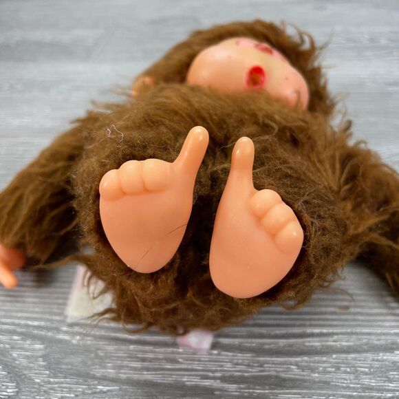 Vintage 1979 Russ Berrie 6in Poki Monkey Doll Plastic Head Hands Feet - FLAWS - Picture 6 of 9
